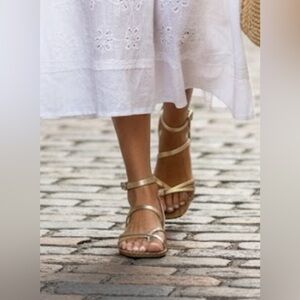 Veronica Beard Allegra Metallic Flat Ankle-Strap
Sandals. Size 6.5